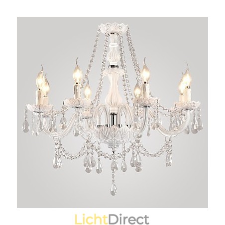 Kroonluchter Wit Kristal Modern Living 8 Lampen