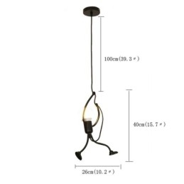 Moderne eenvoudige hanglamp in de vorm van een kleine man, creatief licht