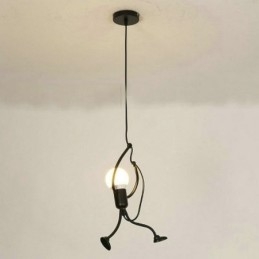 Moderne eenvoudige hanglamp in de vorm van een kleine man, creatief licht