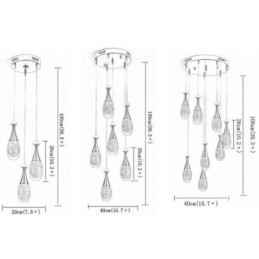 Zaadvormige glazen traanvormige cluster hanglamp