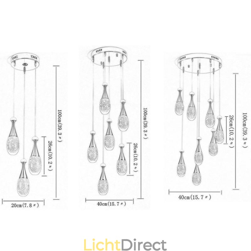 Zaadvormige glazen traanvormige cluster hanglamp