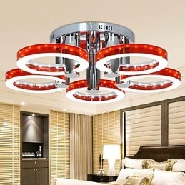 Moderne rode acryl kroonluchter met 5 lampen (chroom afwerking)