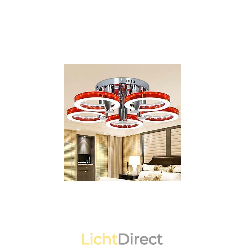 Moderne rode acryl kroonluchter met 5 lampen (chroom afwerking)