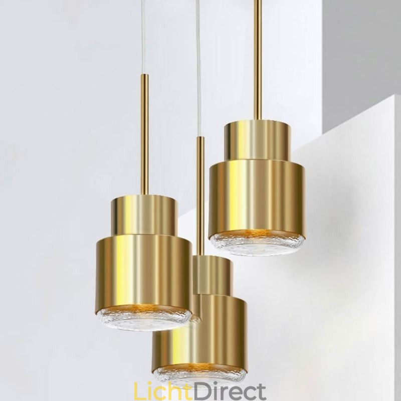 Postmoderne glazen hanglamp Gouden cilinderlamp Heldere verlichting
