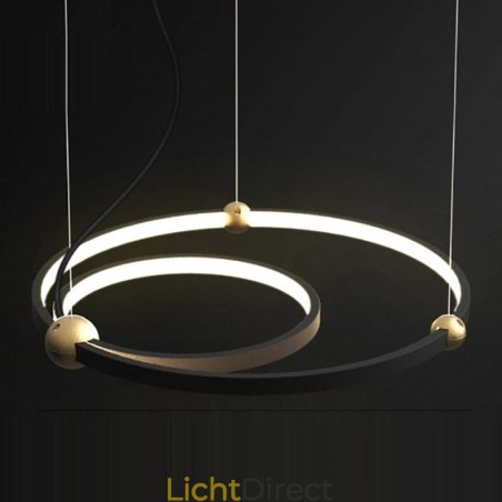 Cirkelvormige hanglamp zwart 2 ringen Cirkelvormige hanglamp zwart 2 ringen