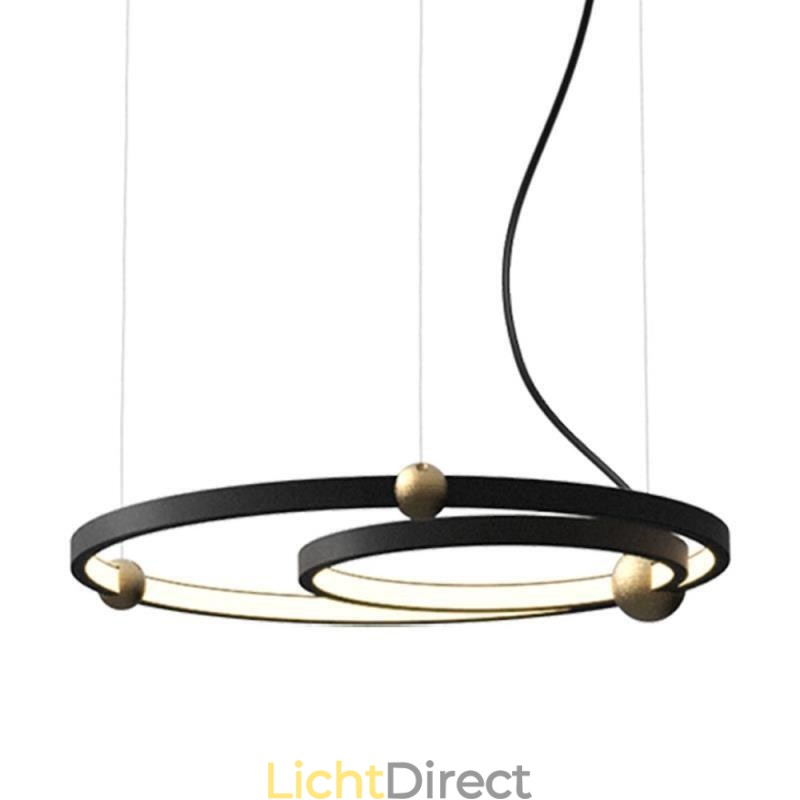 Cirkelvormige hanglamp zwart 2 ringen