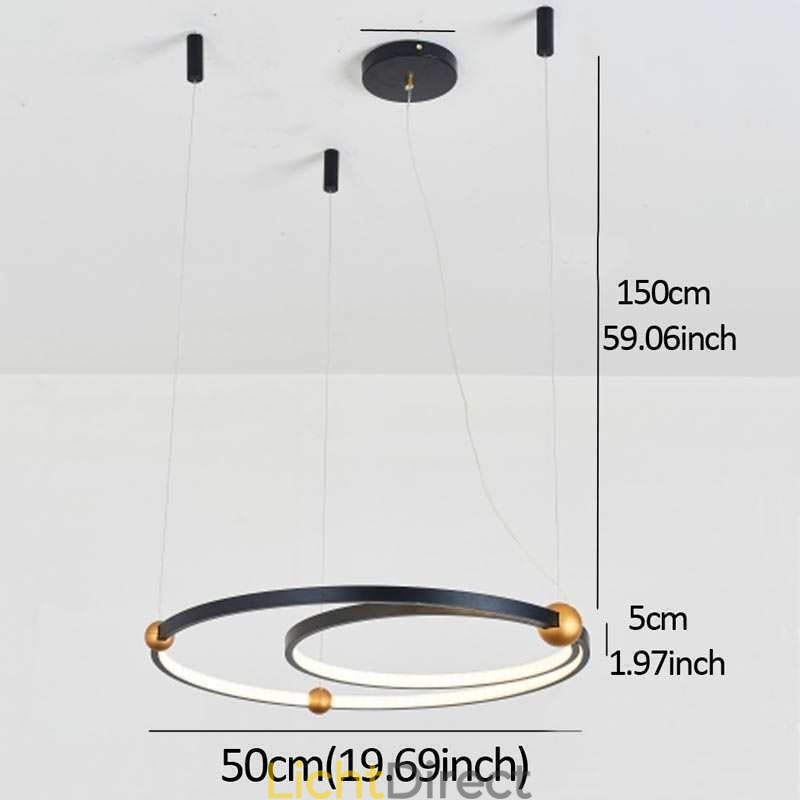 Cirkelvormige hanglamp zwart 2 ringen