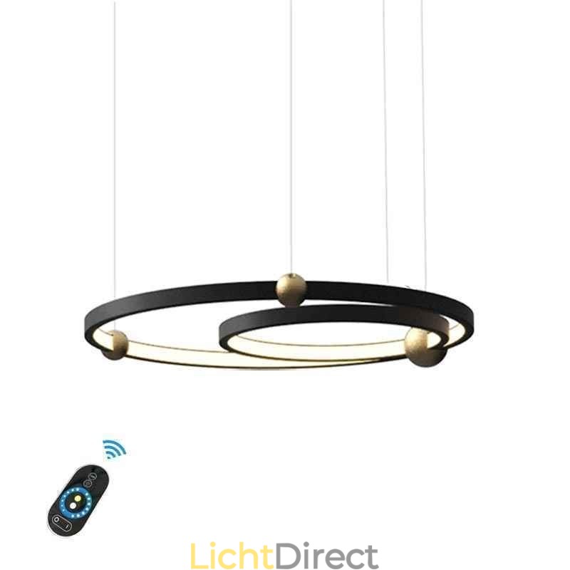 Cirkelvormige hanglamp zwart 2 ringen