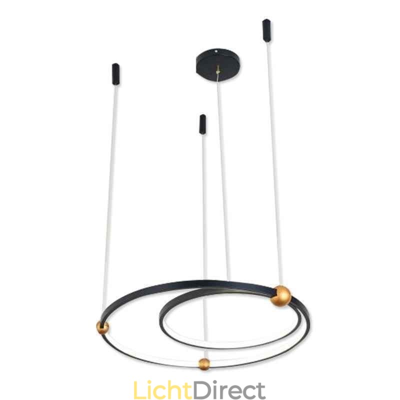 Cirkelvormige hanglamp zwart 2 ringen
