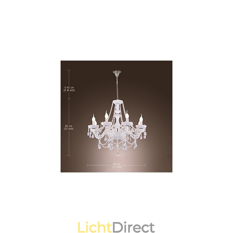 Kroonluchter Wit Kristal Modern Living 8 Lampen