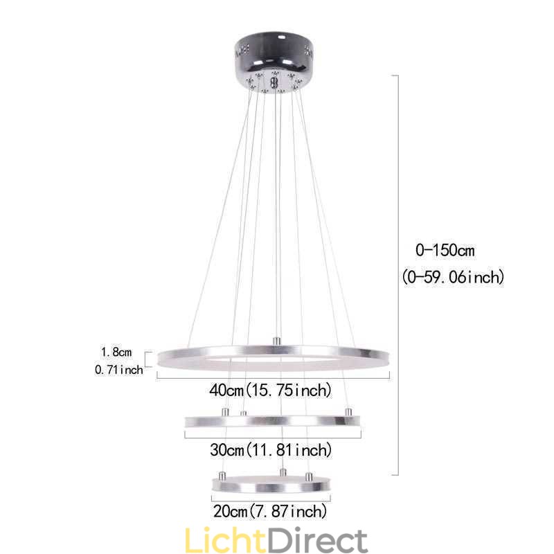 Moderne hanglamp acryl 3 ringen lamp 40+30+20cm