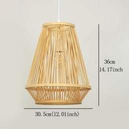 Hanglamp van bamboe, geweven bed