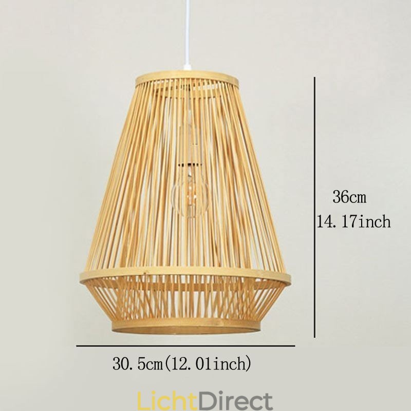 Hanglamp van bamboe, geweven bed