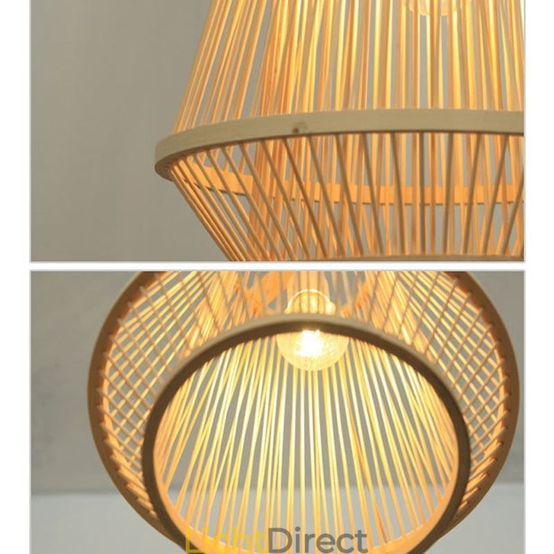 Hanglamp van bamboe, geweven bed