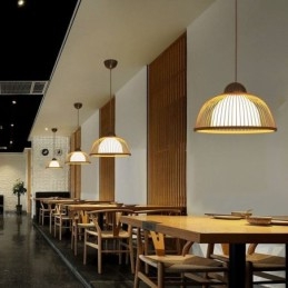 Moderne eenvoudige neerwaartse hanglamp Speciale bamboe hanglamp Nachtkastje verlichting