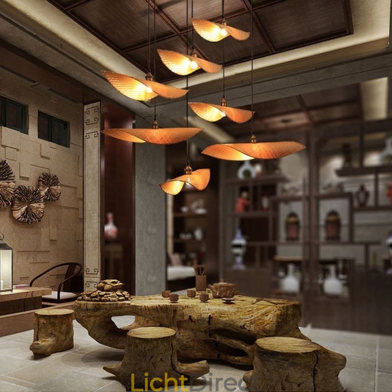Creatieve blad hanglamp moderne bamboe hanglamp tearoom verlichting