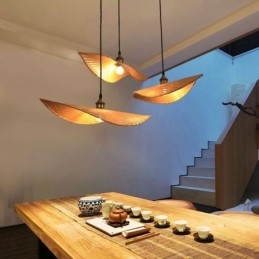 Creatieve blad hanglamp moderne bamboe hanglamp tearoom verlichting