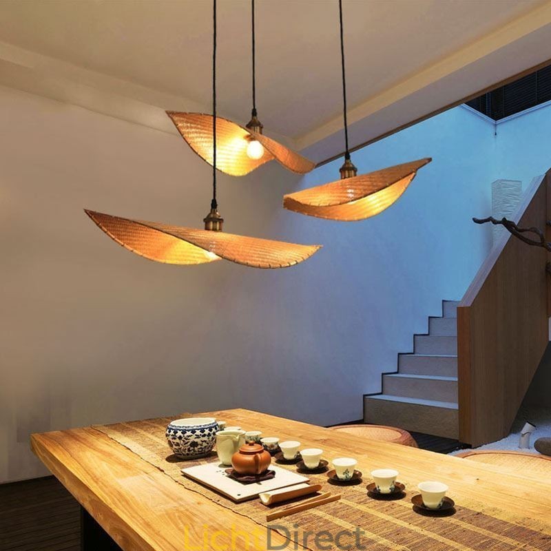 Creatieve blad hanglamp moderne bamboe hanglamp tearoom verlichting