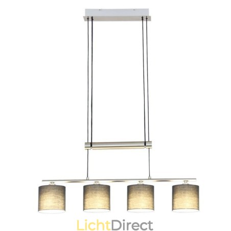 Moderne hanglamp met 4 lampen en stoffen kap, in hoogte verstelbaar Moderne hanglamp met 4 lampen en stoffen kap, in hoogte verstelbaar