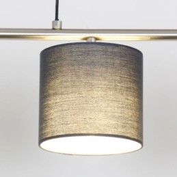 Moderne hanglamp met 4 lampen en stoffen kap, in hoogte verstelbaar