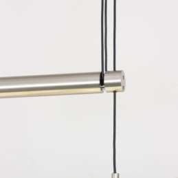 Moderne hanglamp met 4 lampen en stoffen kap, in hoogte verstelbaar