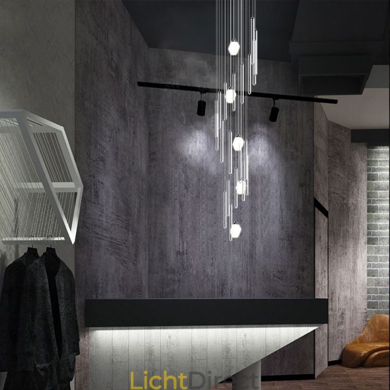 Cluster Hanglamp Moderne Grote Hangende Kristallen Kroonluchter Duplex Trap