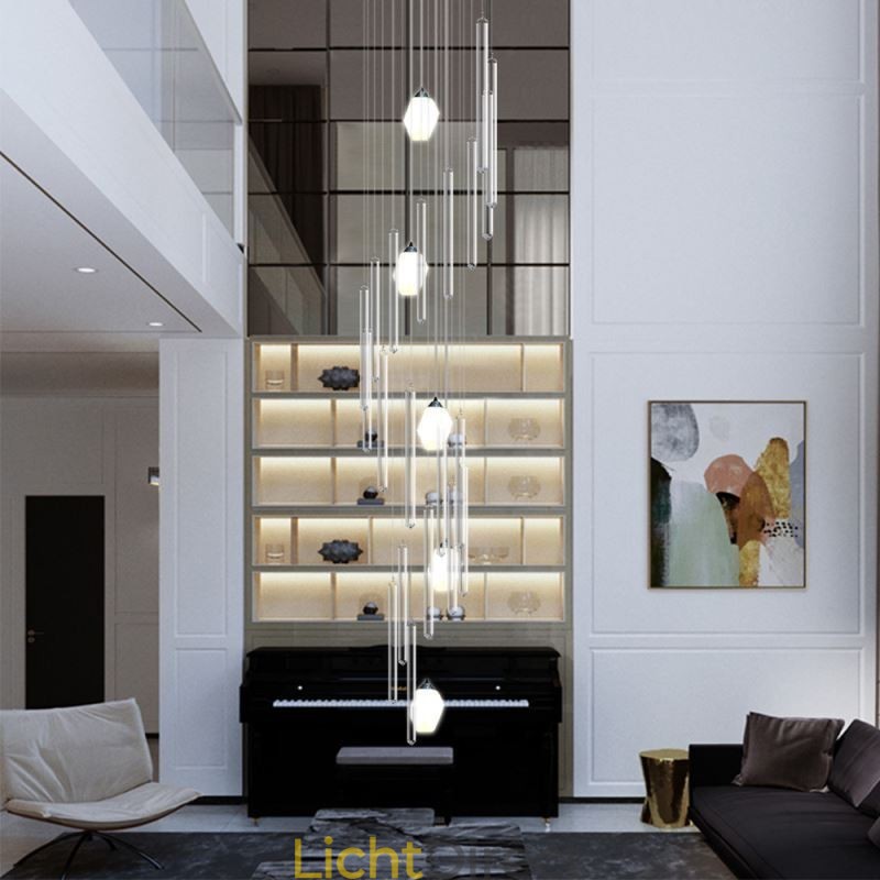Cluster Hanglamp Moderne Grote Hangende Kristallen Kroonluchter Duplex Trap