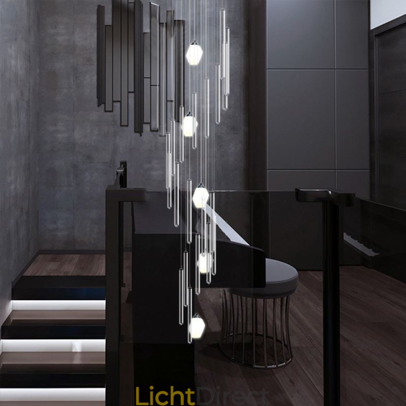 Cluster Hanglamp Moderne Grote Hangende Kristallen Kroonluchter Duplex Trap