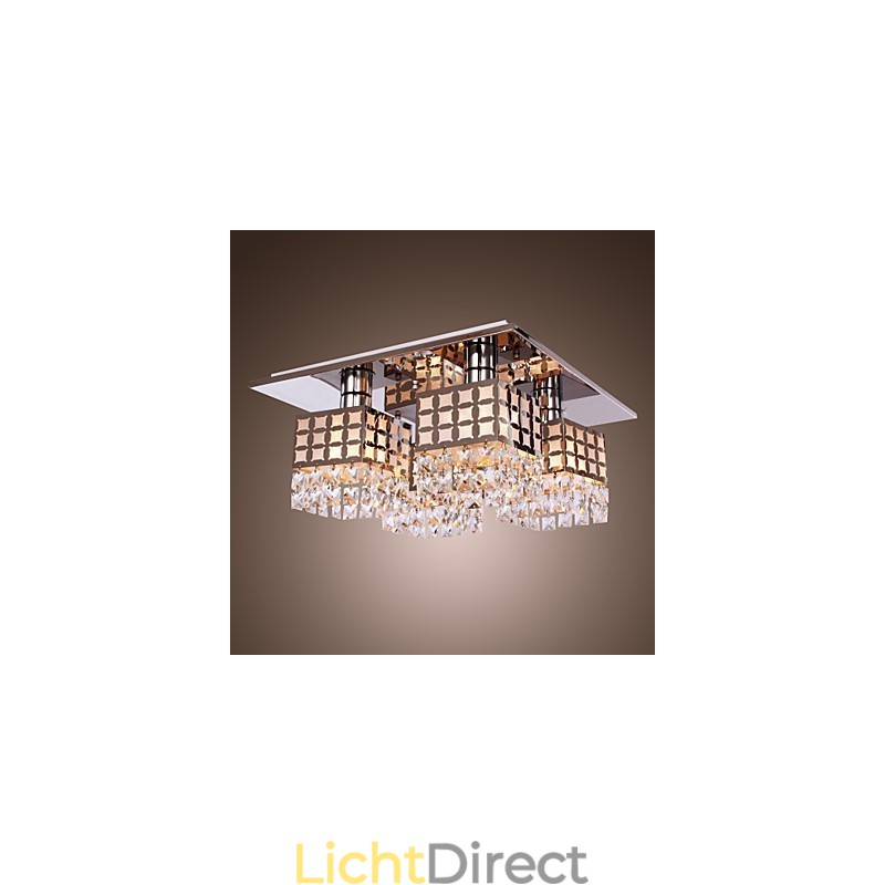 Kroonluchter Modern Kristal Roestvrij Staal Woonkamer 4 Lampen