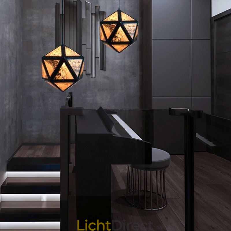 Geometrische hanglamp, diamantvormig, 3D-doorschijnend ontwerp