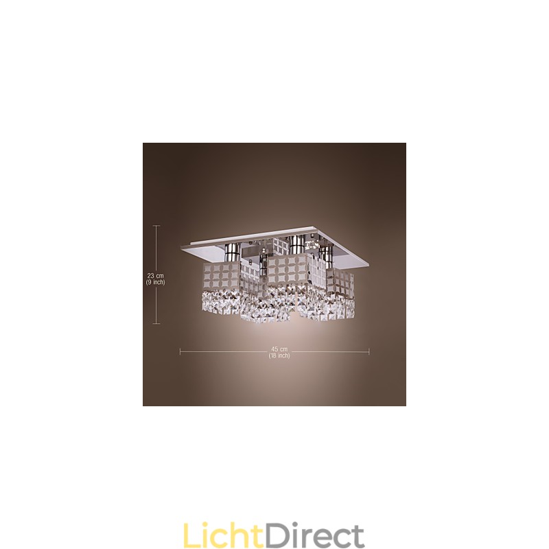 Kroonluchter Modern Kristal Roestvrij Staal Woonkamer 4 Lampen