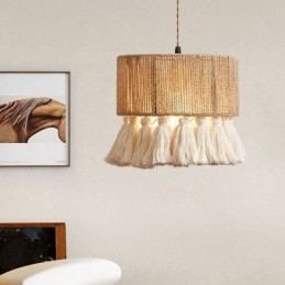Henneptouw Hanglamp Retro Decoratie Plafondlamp Kwast Lampenkap