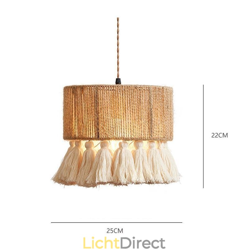 Henneptouw Hanglamp Retro Decoratie Plafondlamp Kwast Lampenkap