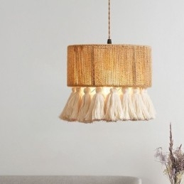 Henneptouw Hanglamp Retro Decoratie Plafondlamp Kwast Lampenkap