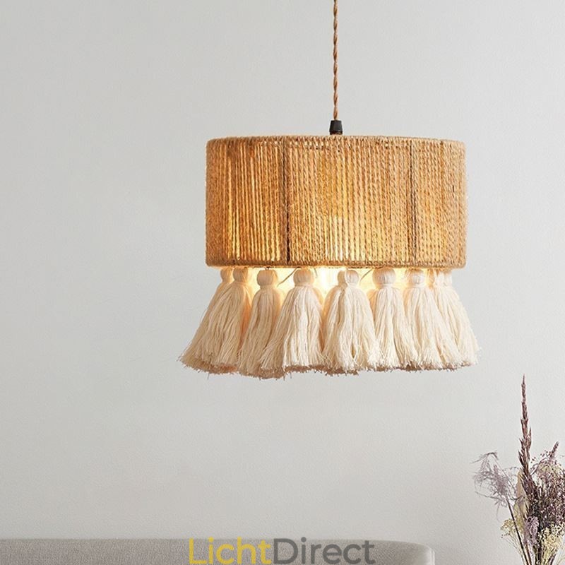 Henneptouw Hanglamp Retro Decoratie Plafondlamp Kwast Lampenkap