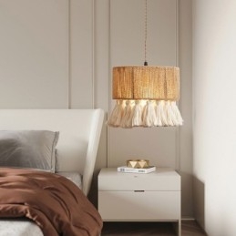 Henneptouw Hanglamp Retro Decoratie Plafondlamp Kwast Lampenkap