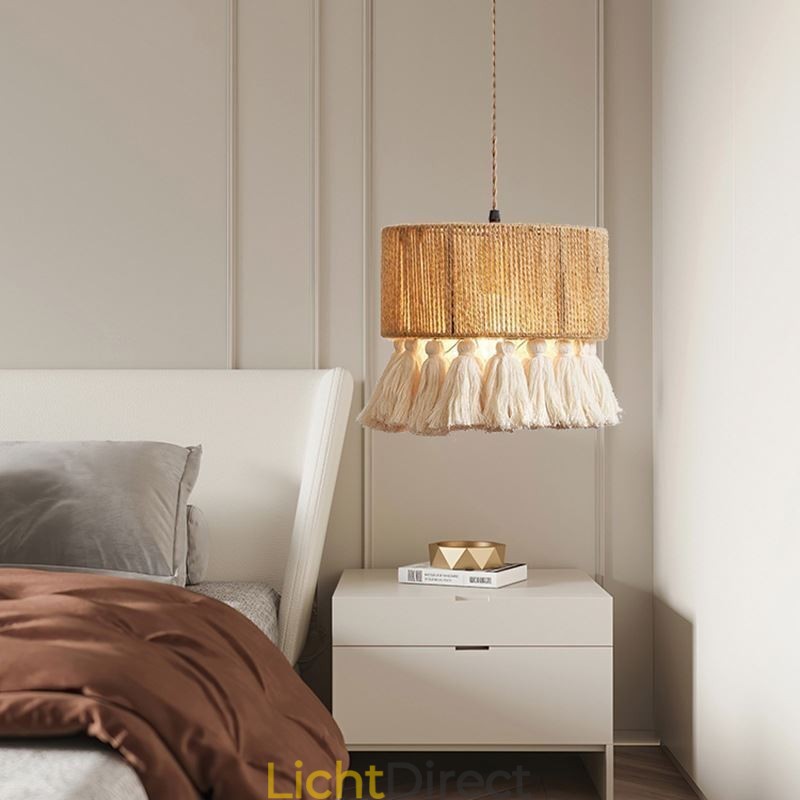 Henneptouw Hanglamp Retro Decoratie Plafondlamp Kwast Lampenkap
