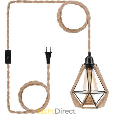 Retro hanglamp henneptouw plafondlamp 5M ophangdraad Retro hanglamp henneptouw plafondlamp 5M ophangdraad
