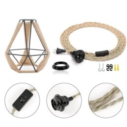 Retro hanglamp henneptouw plafondlamp 5M ophangdraad