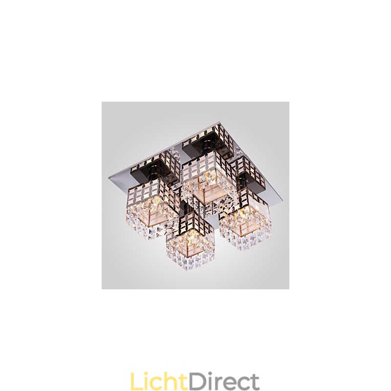 Kroonluchter Modern Kristal Roestvrij Staal Woonkamer 4 Lampen