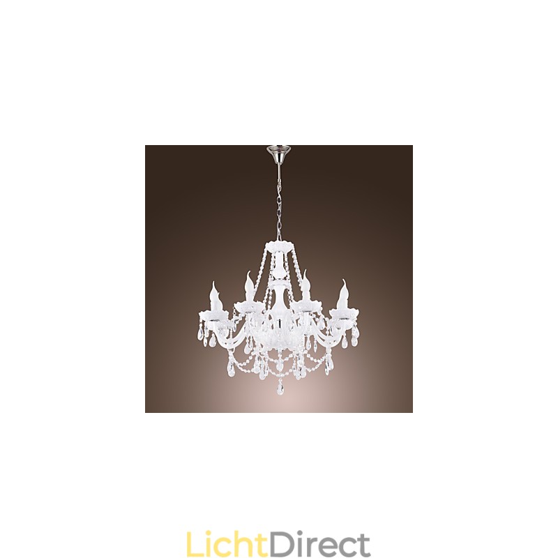 Kroonluchter Wit Kristal Modern Living 8 Lampen