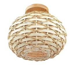 Houten kleur pompoen inbouw papieren touw rotan geweven lampenkap