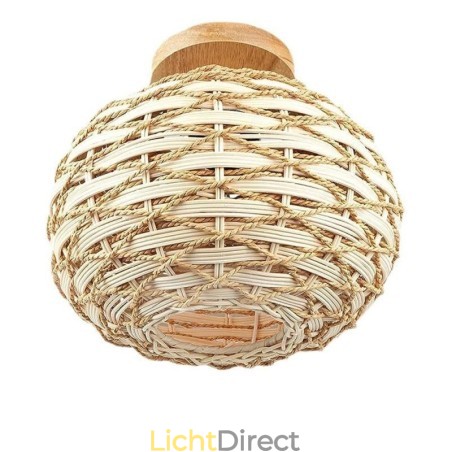 Houten kleur pompoen inbouw papieren touw rotan geweven lampenkap Houten kleur pompoen inbouw papieren touw rotan geweven lampenkap
