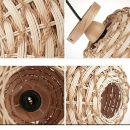 Houten kleur pompoen inbouw papieren touw rotan geweven lampenkap