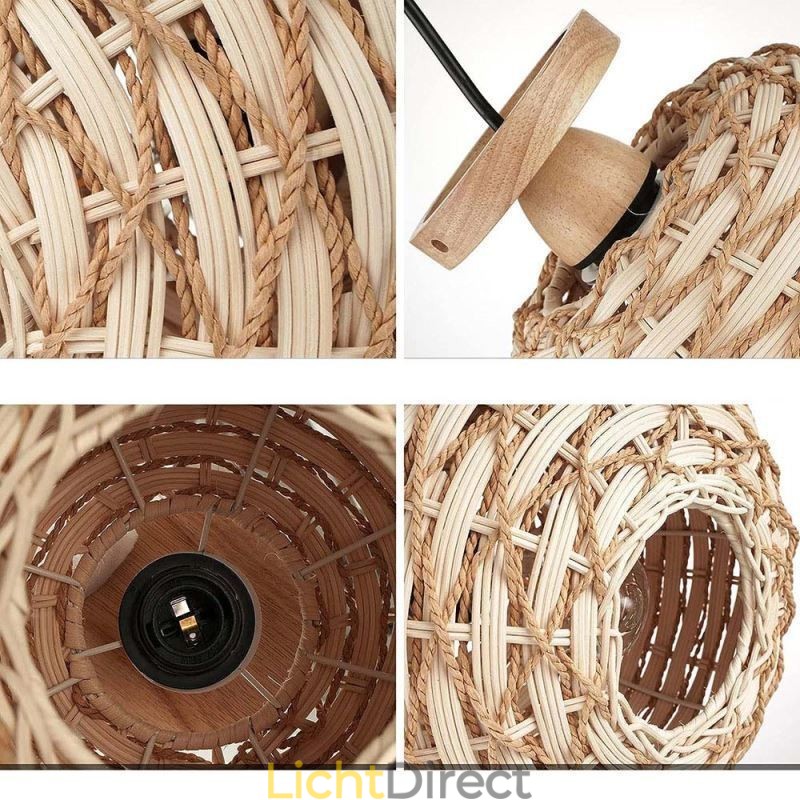 Houten kleur pompoen inbouw papieren touw rotan geweven lampenkap