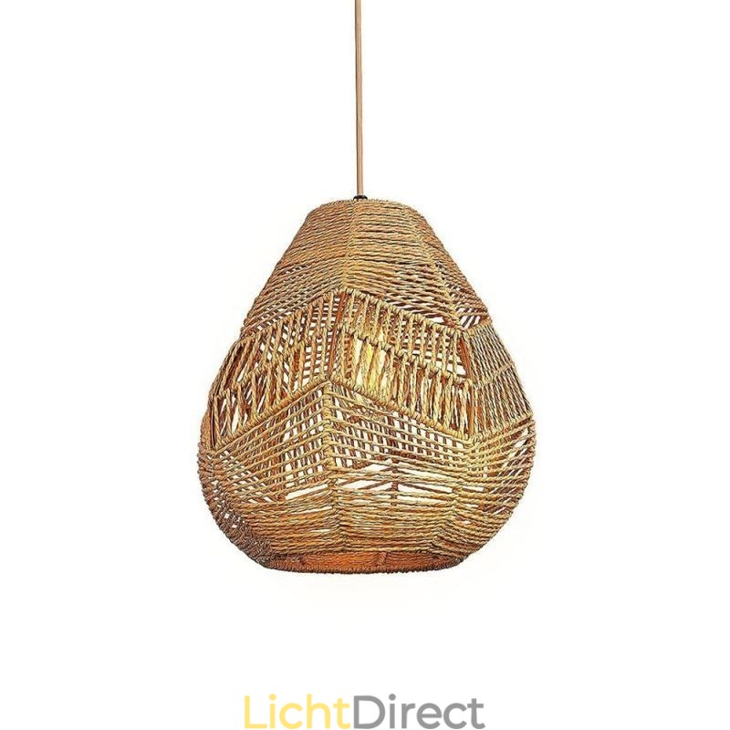 Nordic Retro Plafondlamp Natuurlijk Papier Touw Handgeweven Lampenkap
