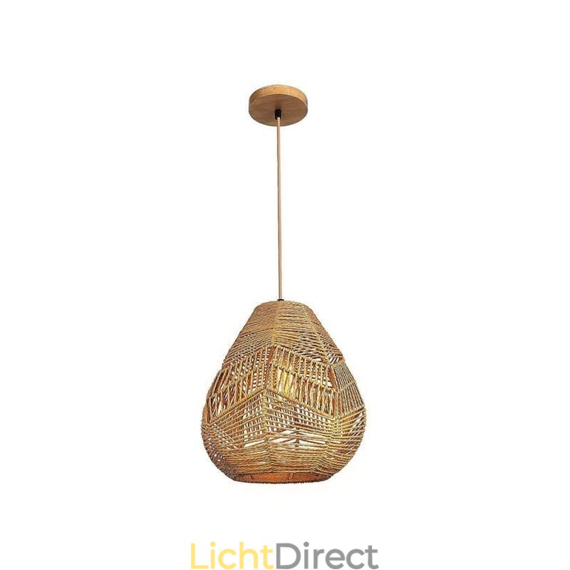 Nordic Retro Plafondlamp Natuurlijk Papier Touw Handgeweven Lampenkap