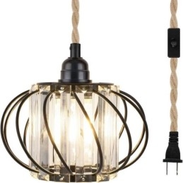 Retro Country Plafondlamp Henneptouw IJzeren Nachtkastje Hanglamp Met Stekker