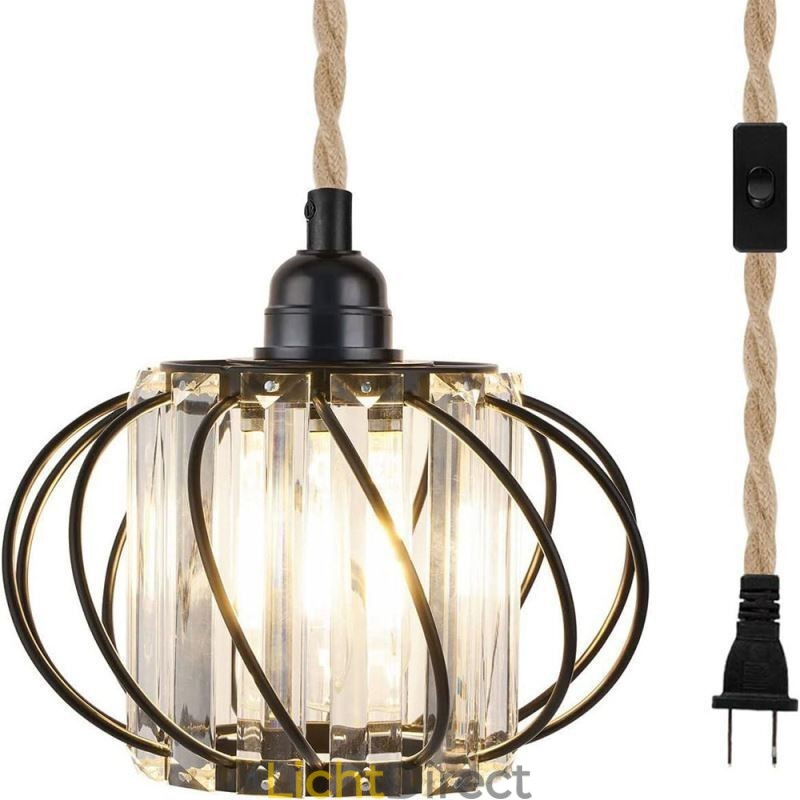 Retro Country Plafondlamp Henneptouw IJzeren Nachtkastje Hanglamp Met Stekker