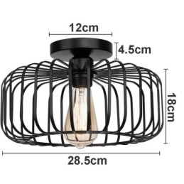 Eenvoudige plafondlamp in de vorm van een vogelkooi van ijzer